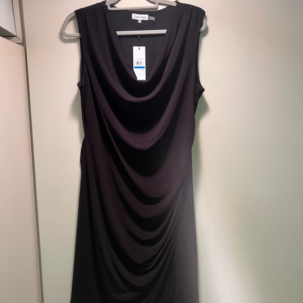 Calvin Klein Women's Black Draped Dress